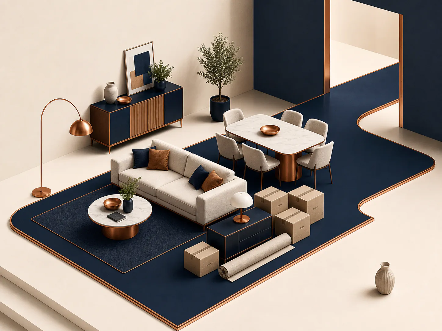 Illustrative scene of a complete household furniture move
